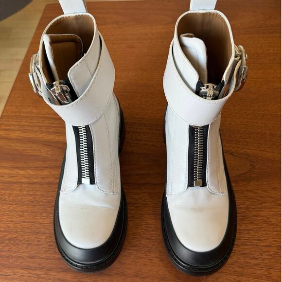 Chloé Roy Ankle Boots White Calfskin Leather Size 38 / US 7.5 - Picture 3 of 8